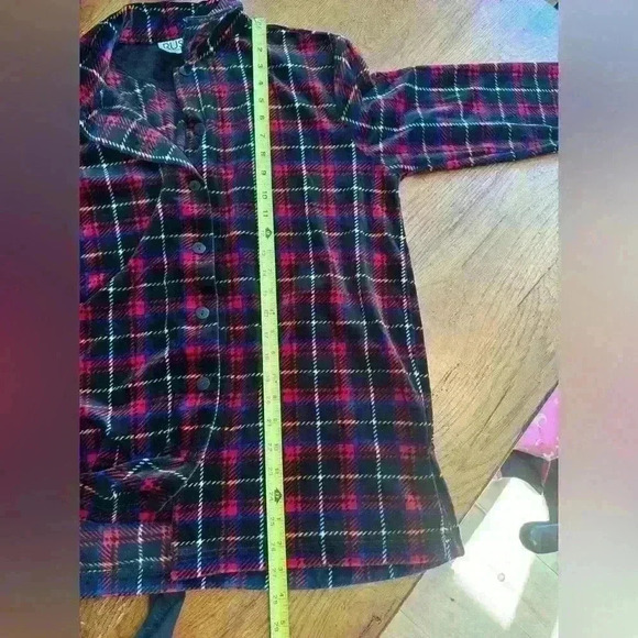Russ a Liz Claiborne Company plaid velvet button up lightweight coat size M - Picture 11 of 12